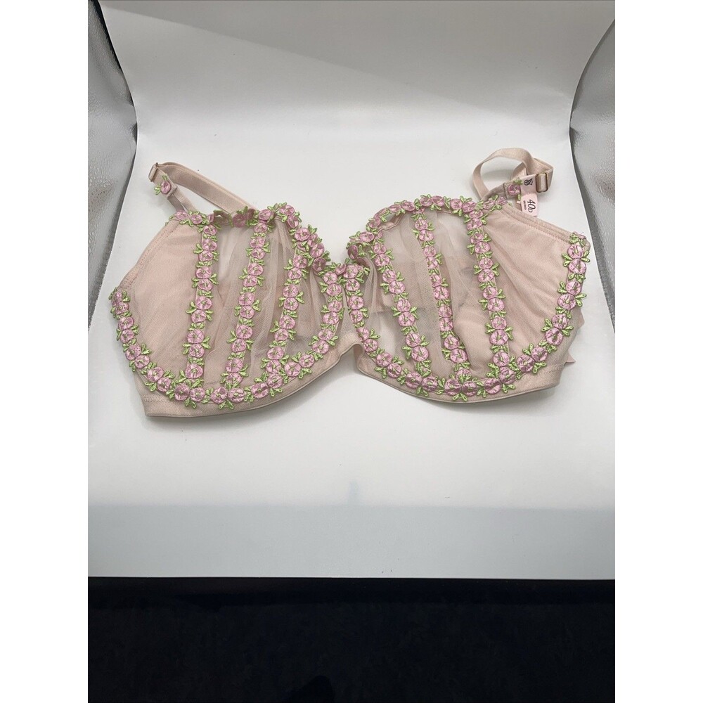 Victoria Secret Dream Angel Wicked Caged Rose Embroidered Balconette Bra 40D